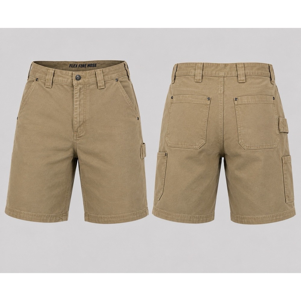 Duluth Flex Fire Hose Shorts Mens 42 x10 tan  Canvas Utility Carpenter Workwear